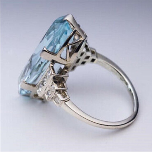 New 925 Sterling Silver Aquamarine Ring - Picture 2 of 7